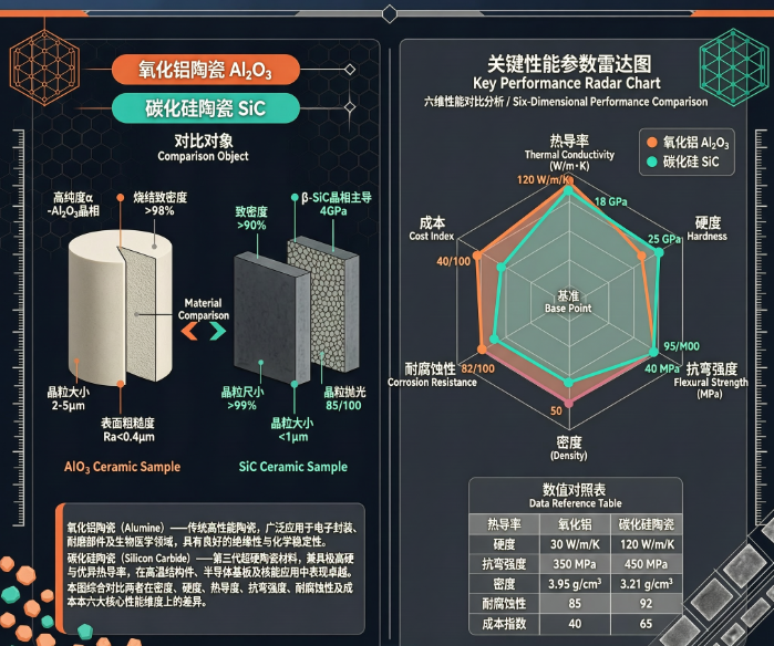 氧化铝和碳化硅陶瓷产品的对比图